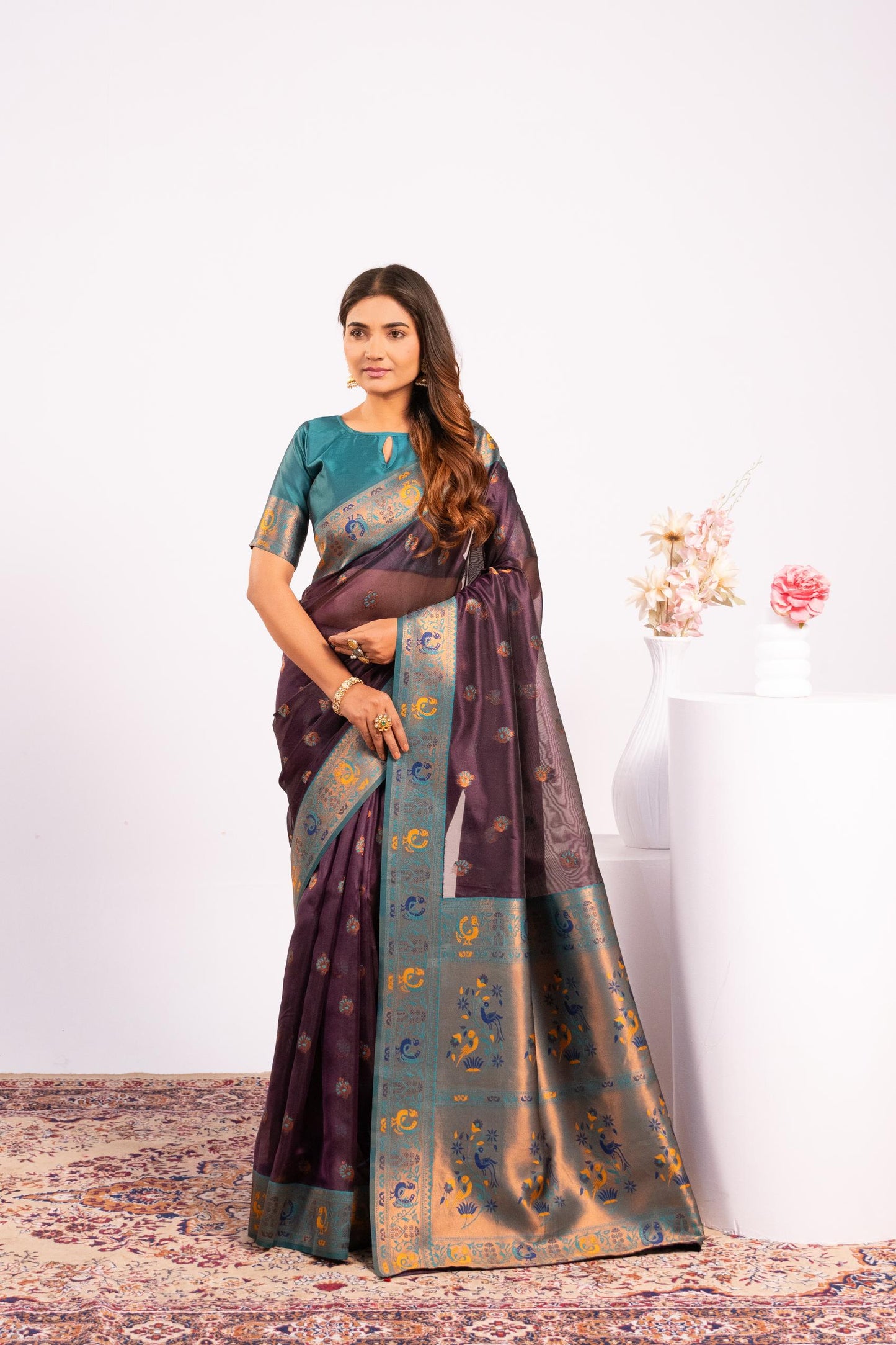 Classic Banarasi Paithani with Traditional Zari - WINE