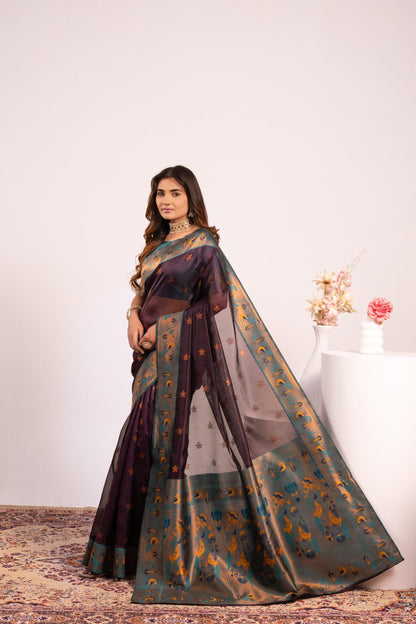 Pure Banarasi Paithani Silk Saree - WINE