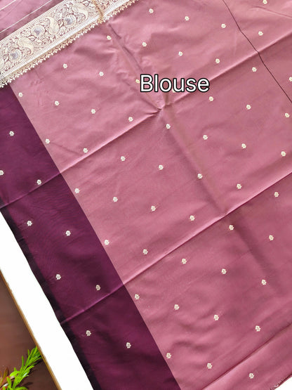 Banarasi Katan Silk Saree With Peacock Weaving  - WINE
