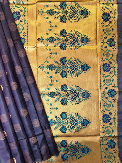 Maharashtrian Paithani Silk Saree - WINE