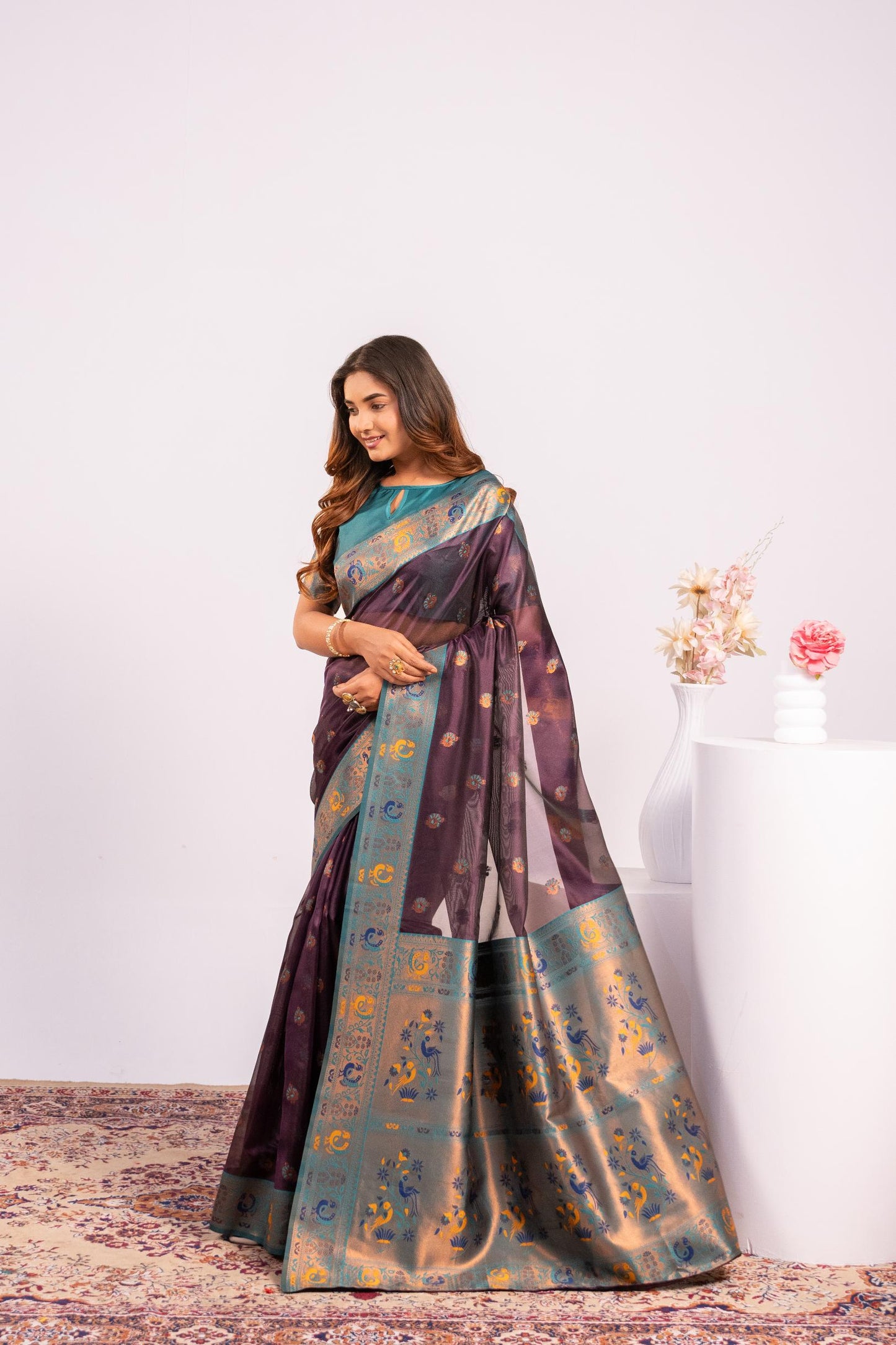 Classic Banarasi Paithani with Traditional Zari - WINE