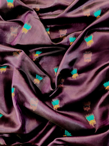 Paithani Silk Saree with Floral Motifs and Zari Pallu - WINE