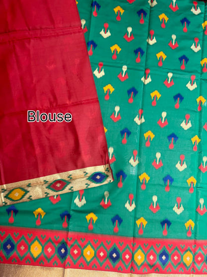 SOFT POCHAMPALLY IKKAT SILK SAREE - GREEN