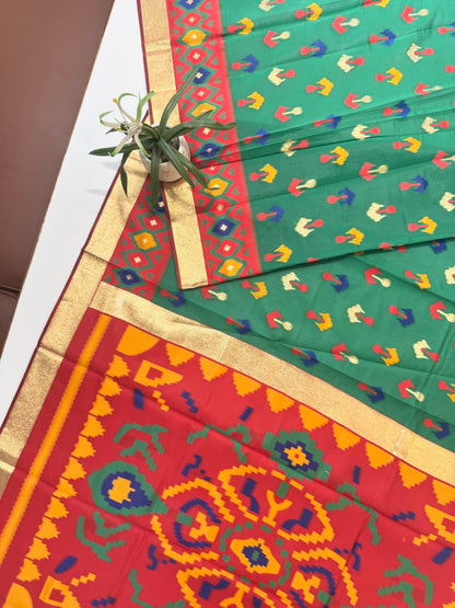 SOFT POCHAMPALLY IKKAT SILK SAREE - GREEN