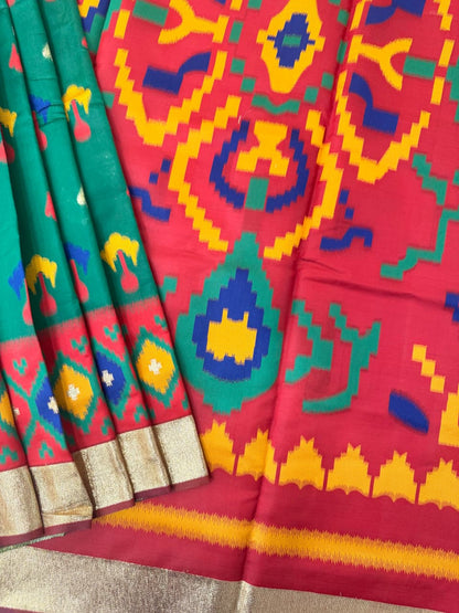 SOFT POCHAMPALLY IKKAT SILK SAREE - GREEN