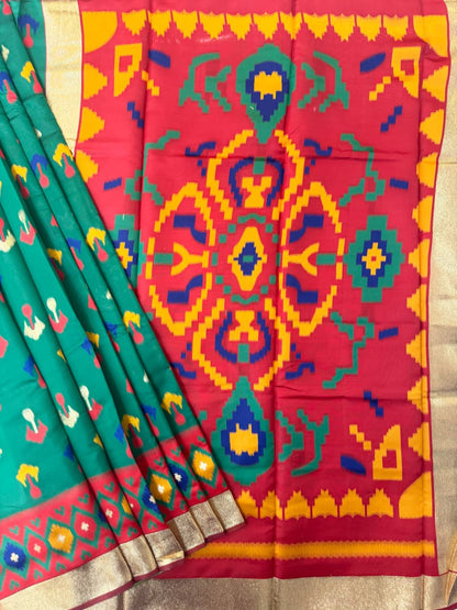 SOFT POCHAMPALLY IKKAT SILK SAREE - GREEN