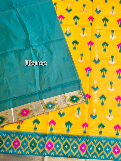 SOFT POCHAMPALLY IKKAT SILK SAREE - YELLOW