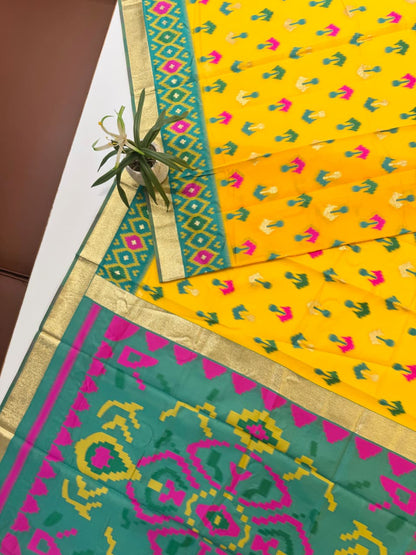 SOFT POCHAMPALLY IKKAT SILK SAREE - YELLOW