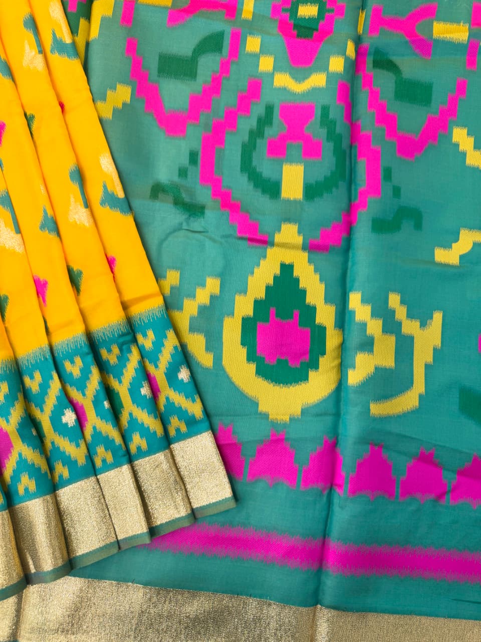 SOFT POCHAMPALLY IKKAT SILK SAREE - YELLOW