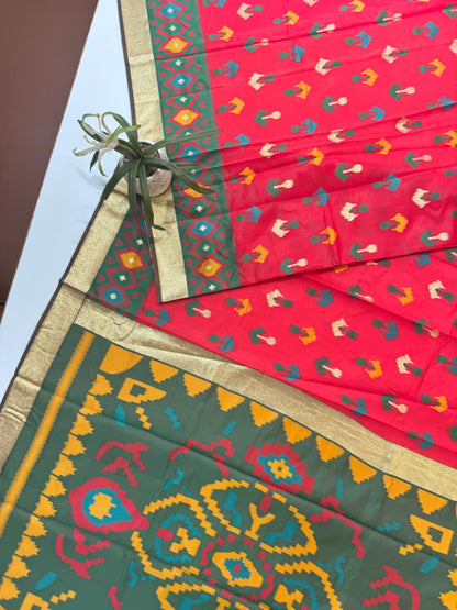 SOFT POCHAMPALLY IKKAT SILK SAREE - RED