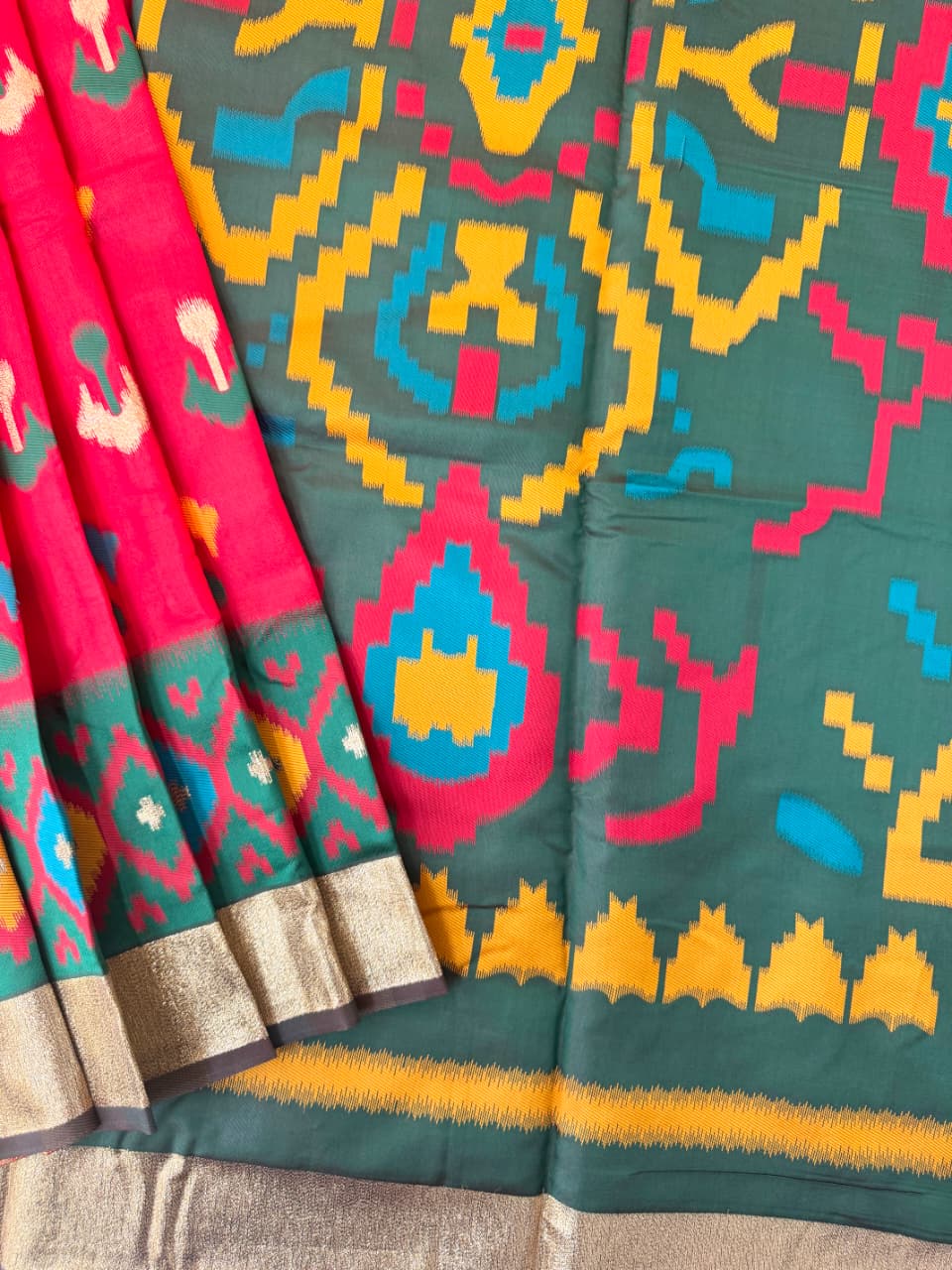 SOFT POCHAMPALLY IKKAT SILK SAREE - RED