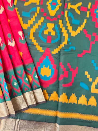 SOFT POCHAMPALLY IKKAT SILK SAREE - RED