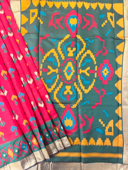 SOFT POCHAMPALLY IKKAT SILK SAREE - RED