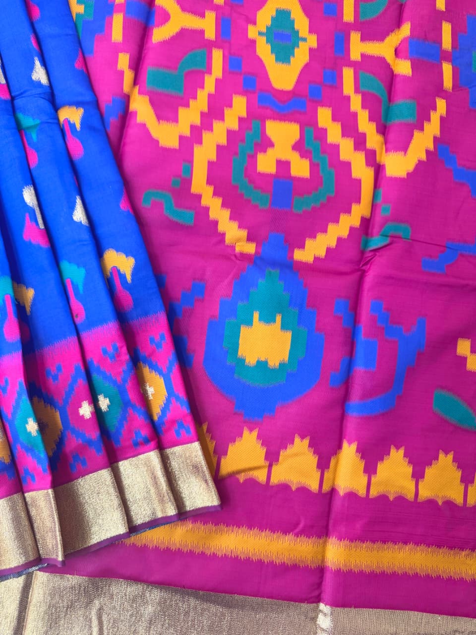 SOFT POCHAMPALLY IKKAT SILK SAREE -  BLUE