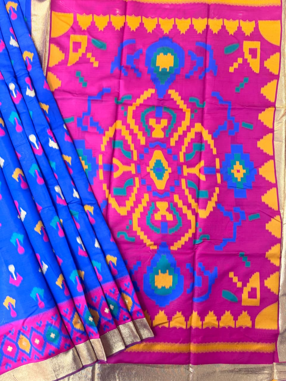 SOFT POCHAMPALLY IKKAT SILK SAREE -  BLUE