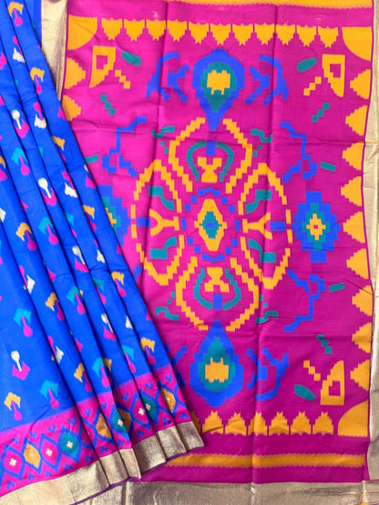SOFT POCHAMPALLY IKKAT SILK SAREE -  BLUE