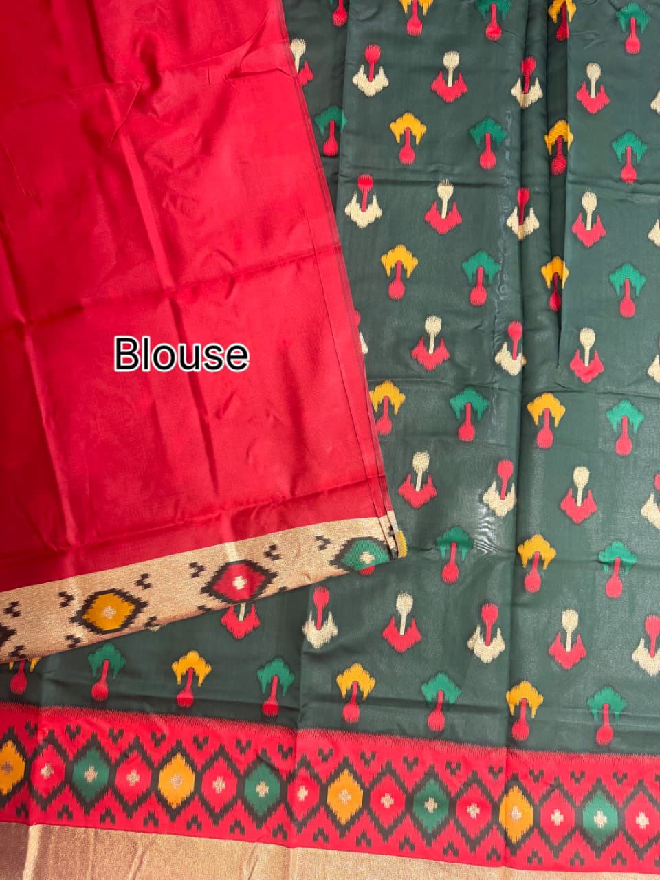 SOFT POCHAMPALLY IKKAT SILK SAREE - BT GREEN