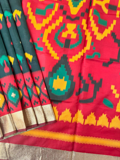 SOFT POCHAMPALLY IKKAT SILK SAREE - BT GREEN