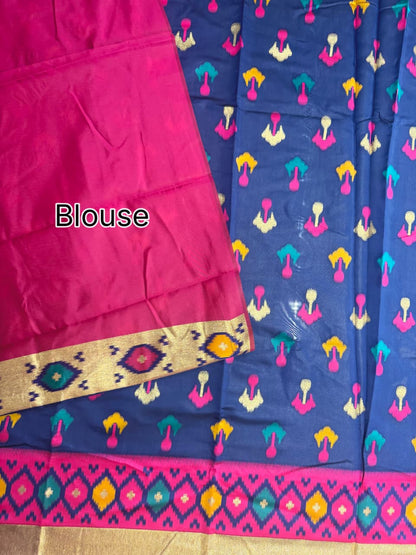 SOFT POCHAMPALLY IKKAT SILK SAREE - ROYAL BLUE