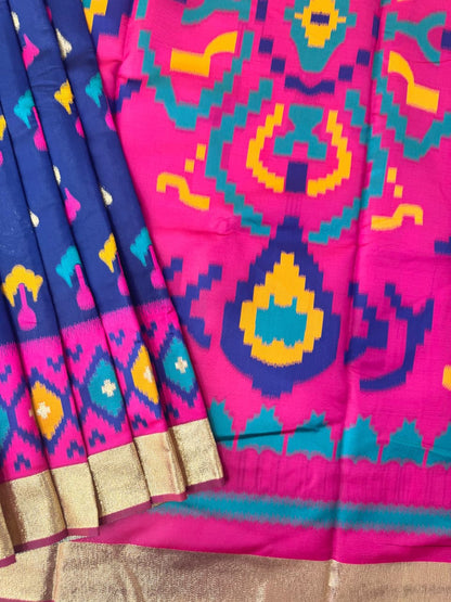 SOFT POCHAMPALLY IKKAT SILK SAREE - ROYAL BLUE