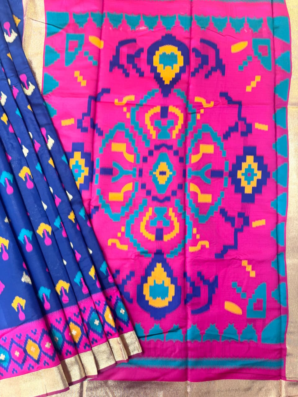 SOFT POCHAMPALLY IKKAT SILK SAREE - ROYAL BLUE