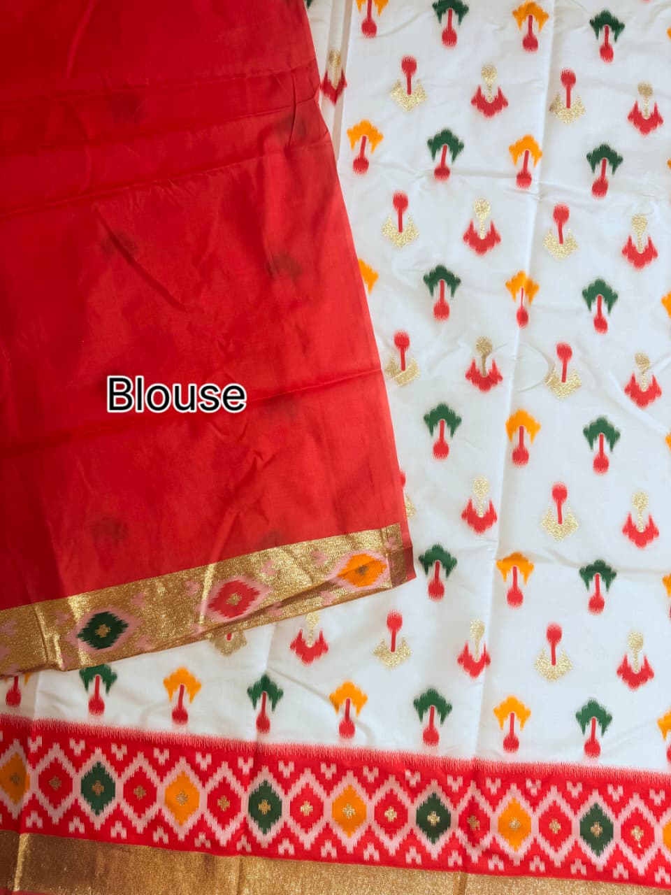 SOFT POCHAMPALLY IKKAT SILK SAREE - WHITE