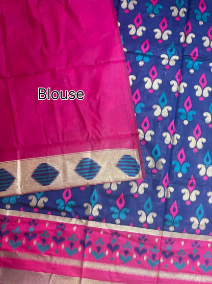 PURE SOFT POCHAMPALI IKKAT SILK SAREE -BLUE