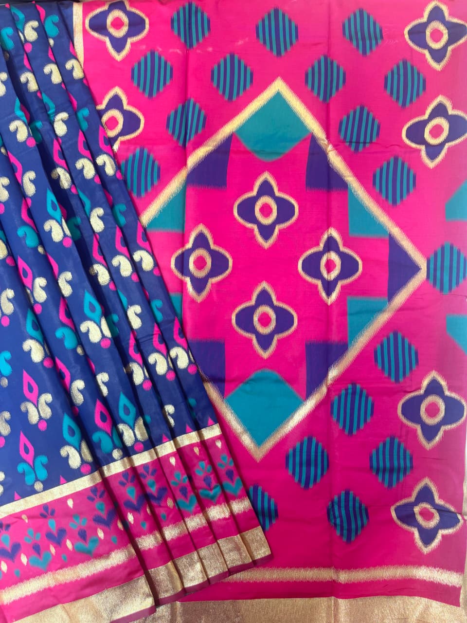 PURE SOFT POCHAMPALI IKKAT SILK SAREE -BLUE