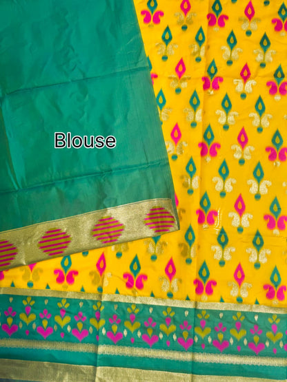PURE SOFT POCHAMPALLY IKKAT SILK SAREE - YELLOW