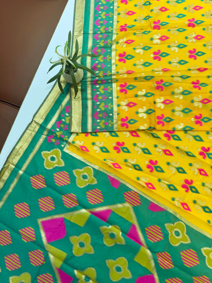 PURE SOFT POCHAMPALLY IKKAT SILK SAREE - YELLOW