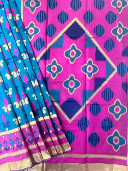 PURE SOFT POCHAMPALLY IKKAT SILK SAREE - RAMA