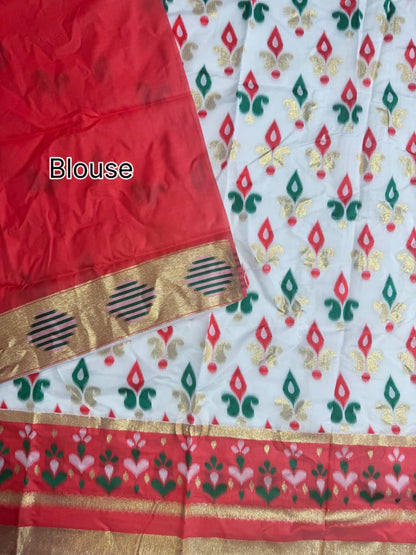 PURE SOFT POCHAMPALI IKKAT SILK SAREE -WHITE
