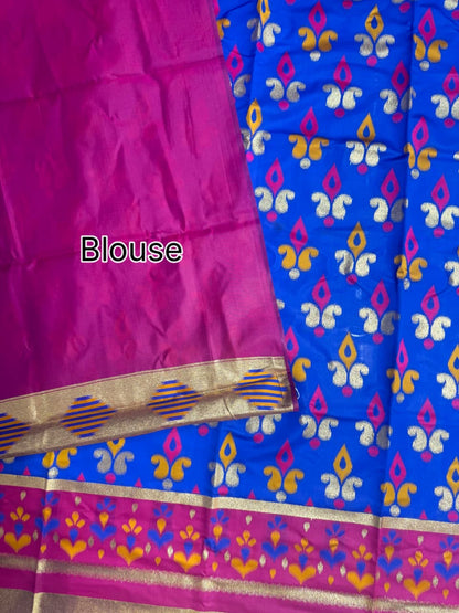 PURE SOFT POCHAMPALI IKKAT SILK SAREE -NAVY BLUE