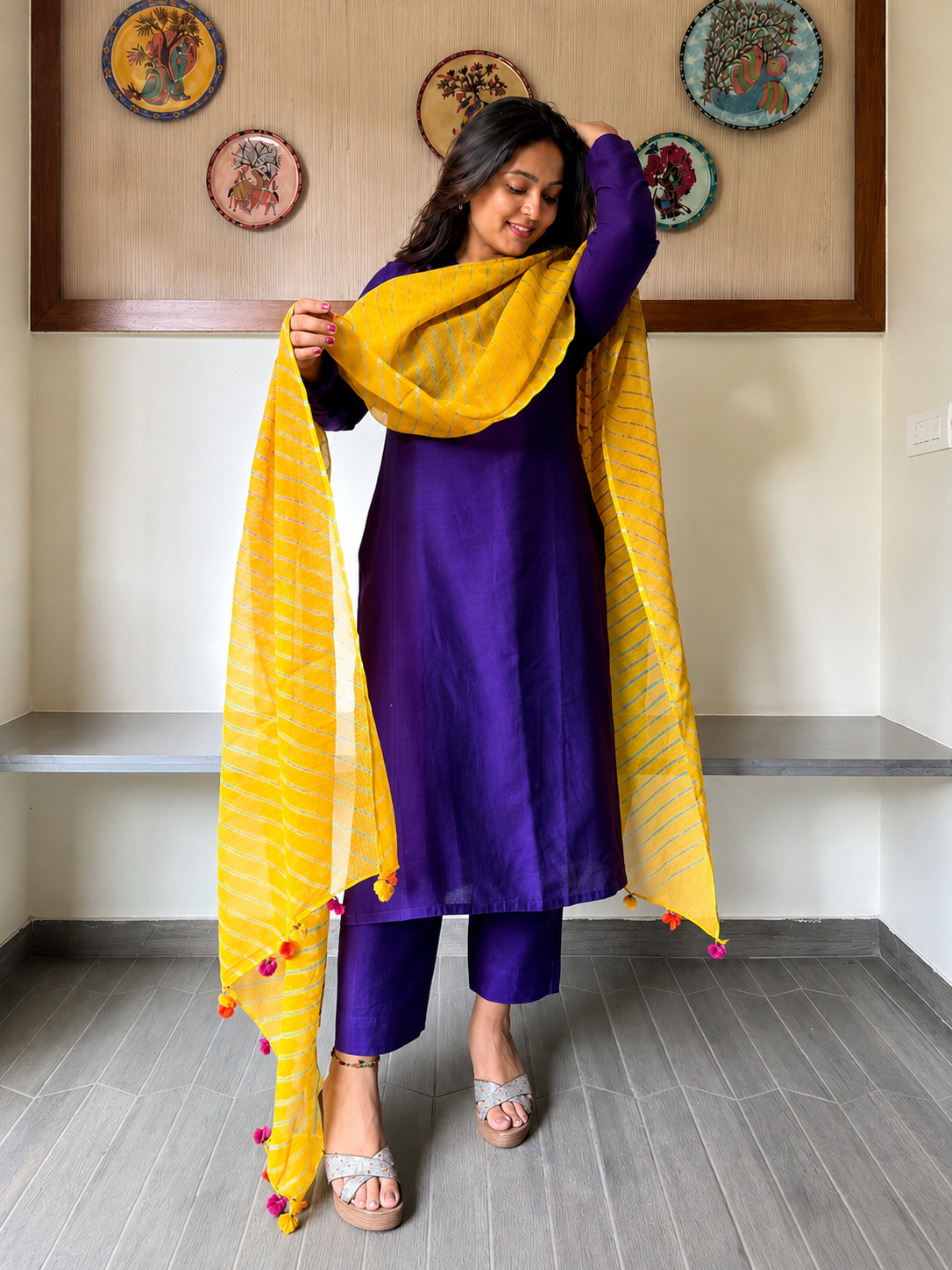 Classic Leheriya Pattern kota Cotton Dupatta-PINK