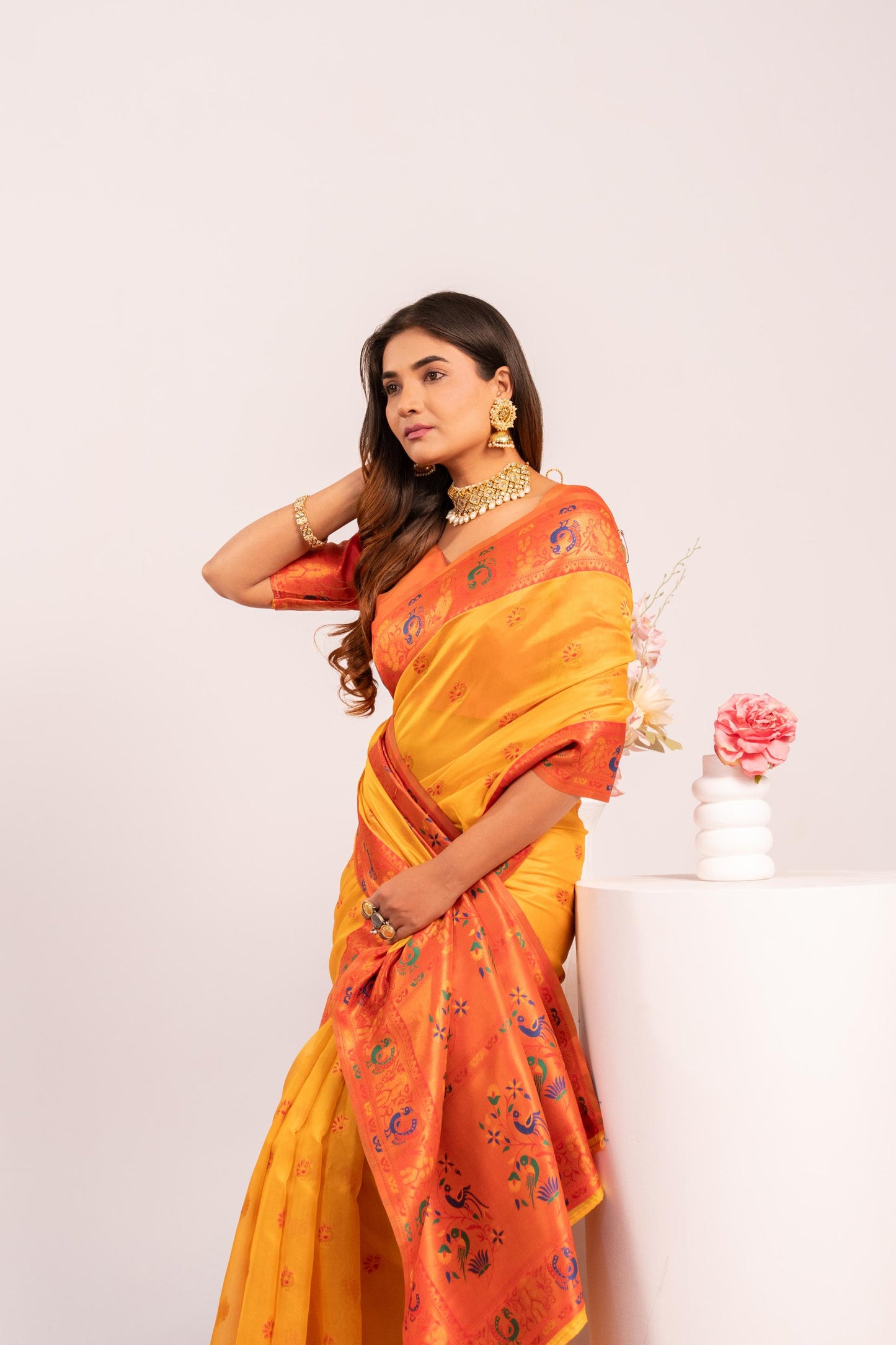 Classic Banarasi Paithani with Traditional Zari - YELLOW