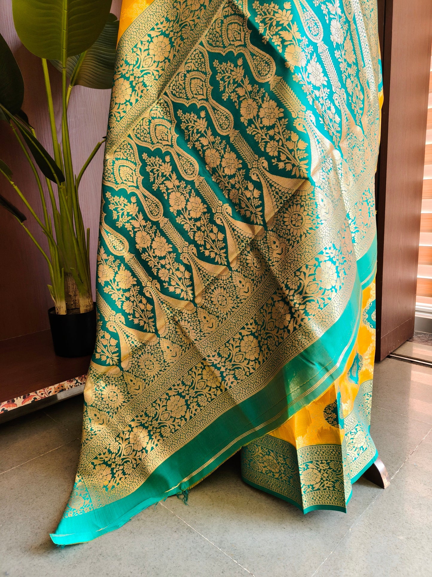 PURE SOFT BANARASI PAITHANI SILK SAREE - YELLOW