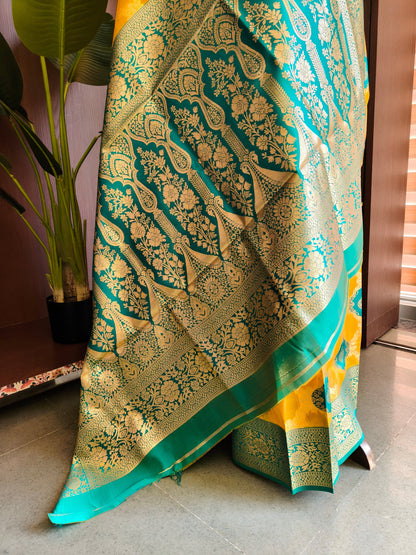 PURE SOFT BANARASI PAITHANI SILK SAREE - YELLOW
