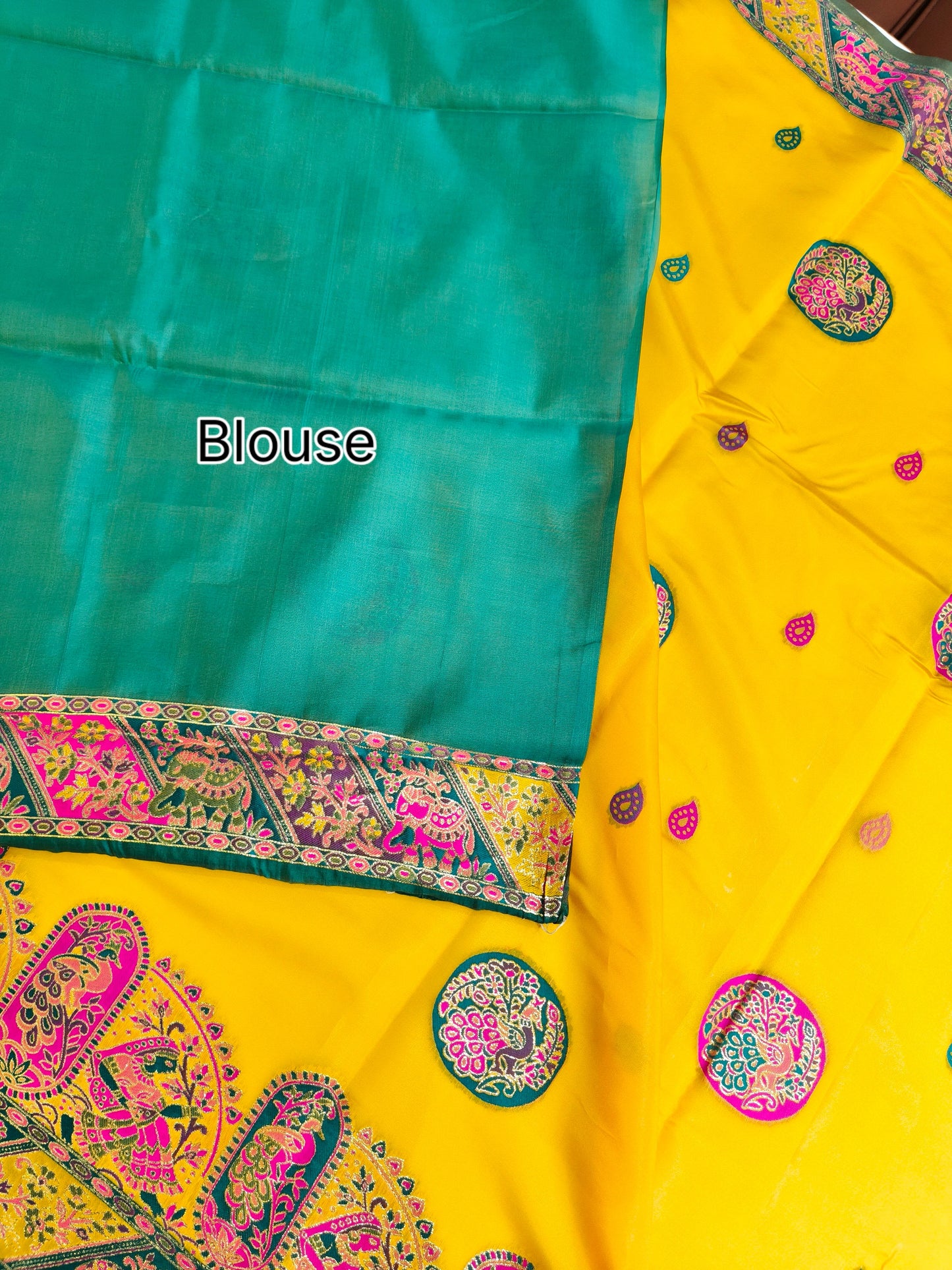 PURE SOFT RAJWADI PASHMINA SILK SAREE - YELLOW