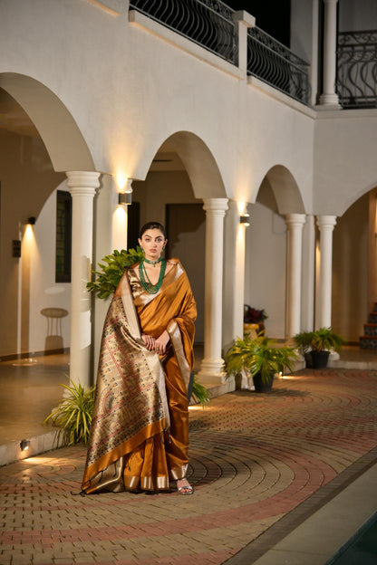 Soft Raw Silk Madhubani Printed Pallu - YELLOW