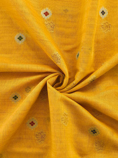 Soft Muga Cotton Maheswari Pattern Saree - Yellow
