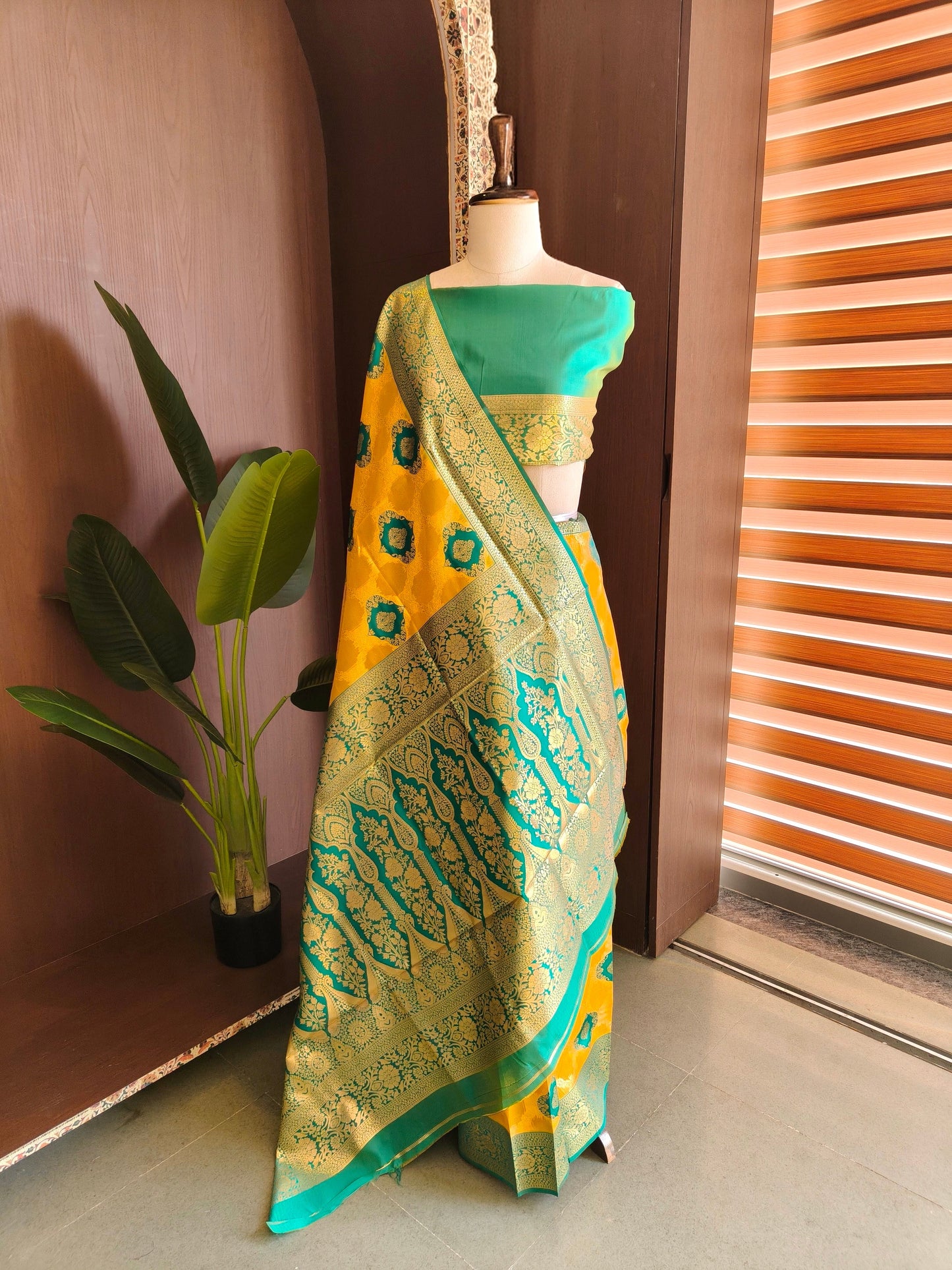 PURE SOFT BANARASI PAITHANI SILK SAREE - YELLOW