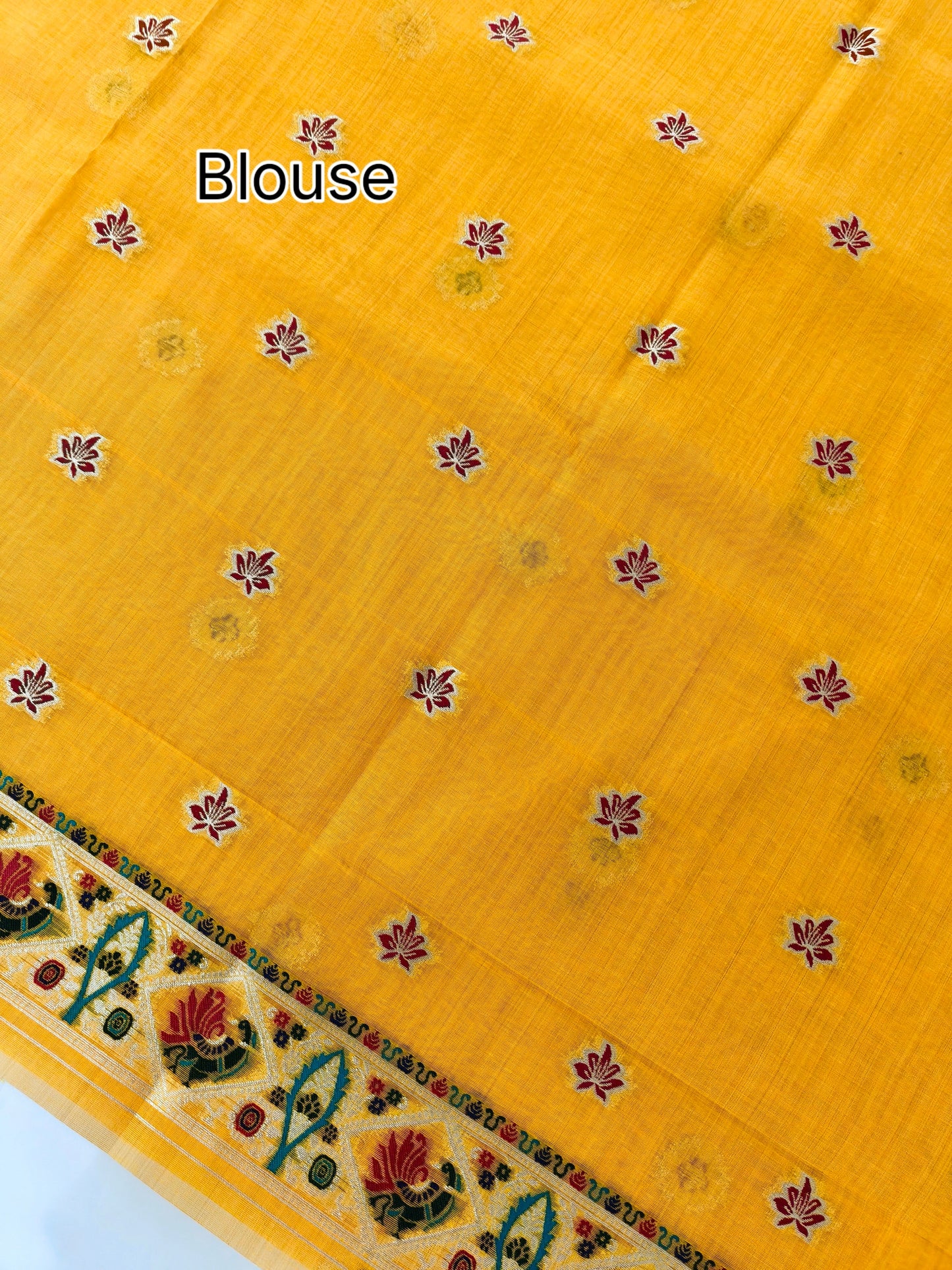 Soft Muga Cotton Maheswari Pattern Saree - Yellow