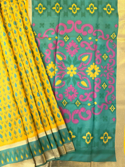 POCHAMPALLY IKKAT SILK SAREE - YELLOW