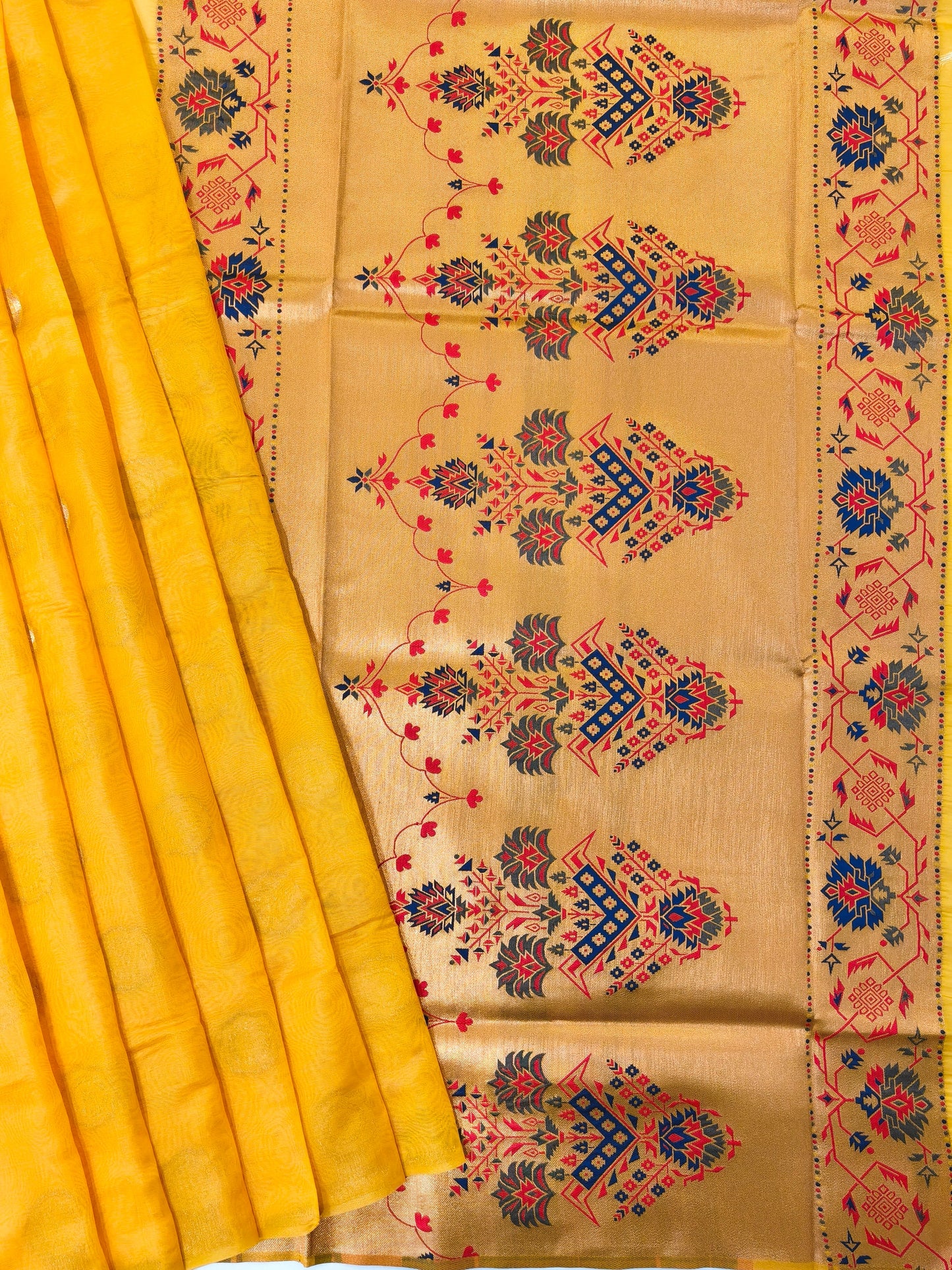 Maharashtrian Paithani Silk Saree - YELLOW
