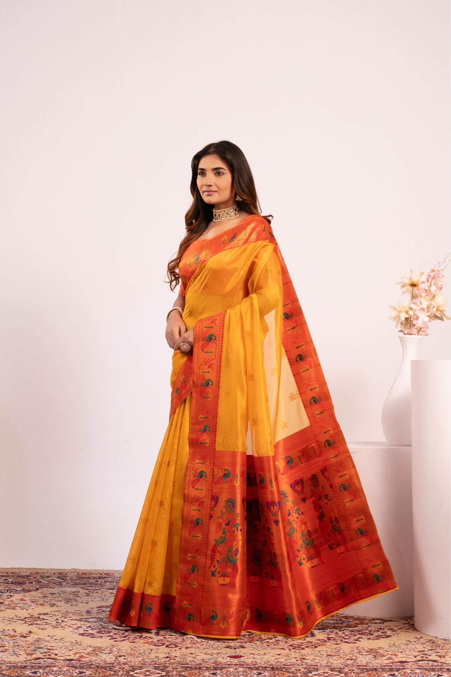Pure Banarasi Paithani Silk Saree - YELLOW