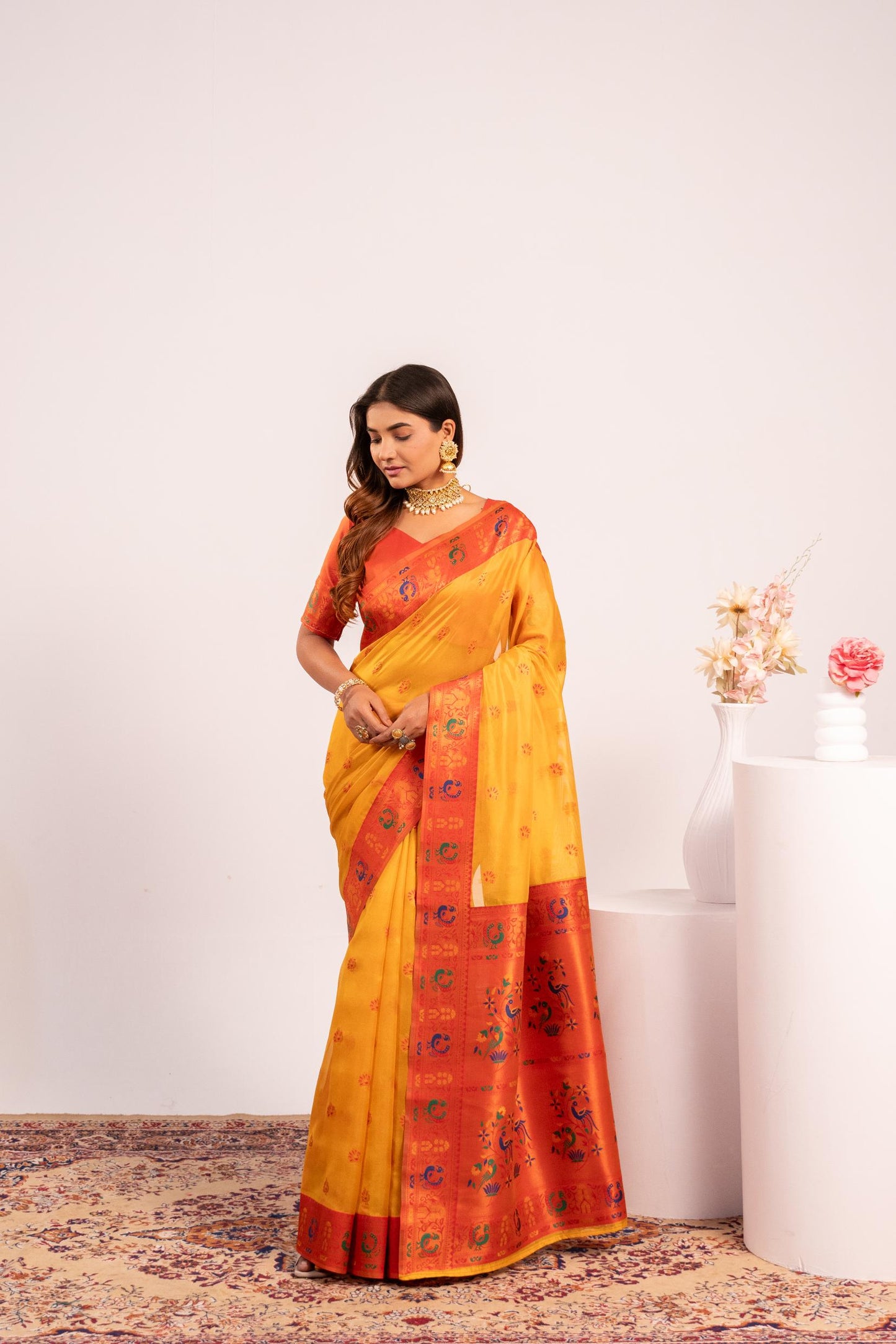 Classic Banarasi Paithani with Traditional Zari - YELLOW