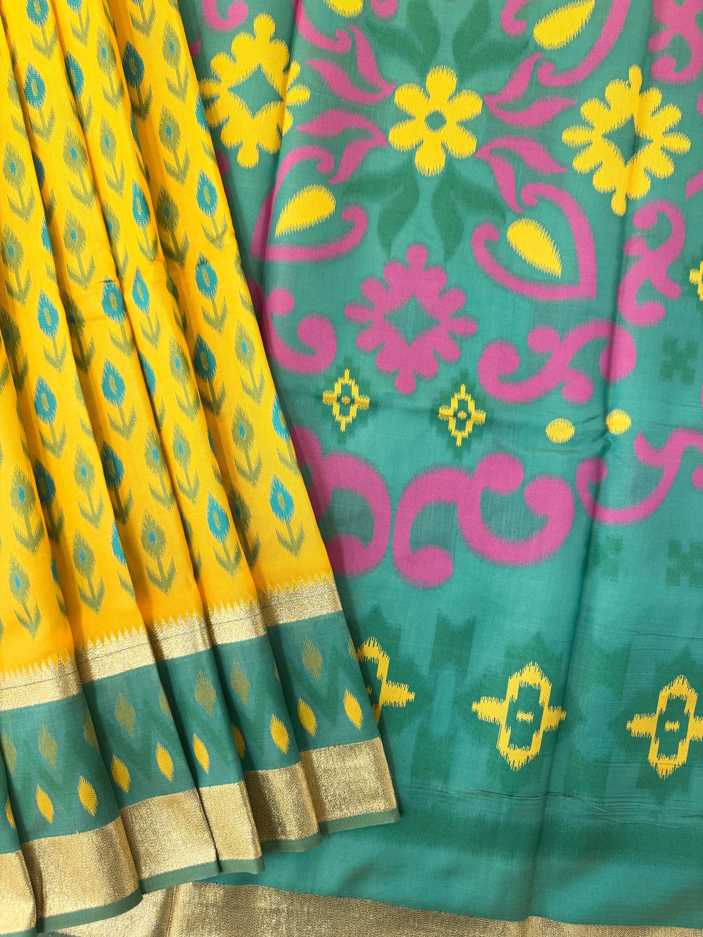 POCHAMPALLY IKKAT SILK SAREE - YELLOW