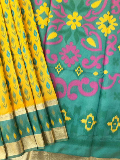 POCHAMPALLY IKKAT SILK SAREE - YELLOW