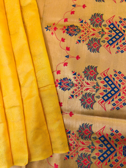 Maharashtrian Paithani Silk Saree - YELLOW