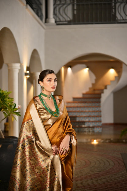 Soft Raw Silk Madhubani Printed Pallu - YELLOW